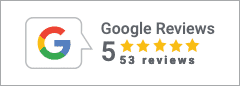 Google 5-star rating with 53 reviews badge.